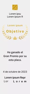Placa del ganador del concurso conceptual con líneas de laurel e ilustración de una corona