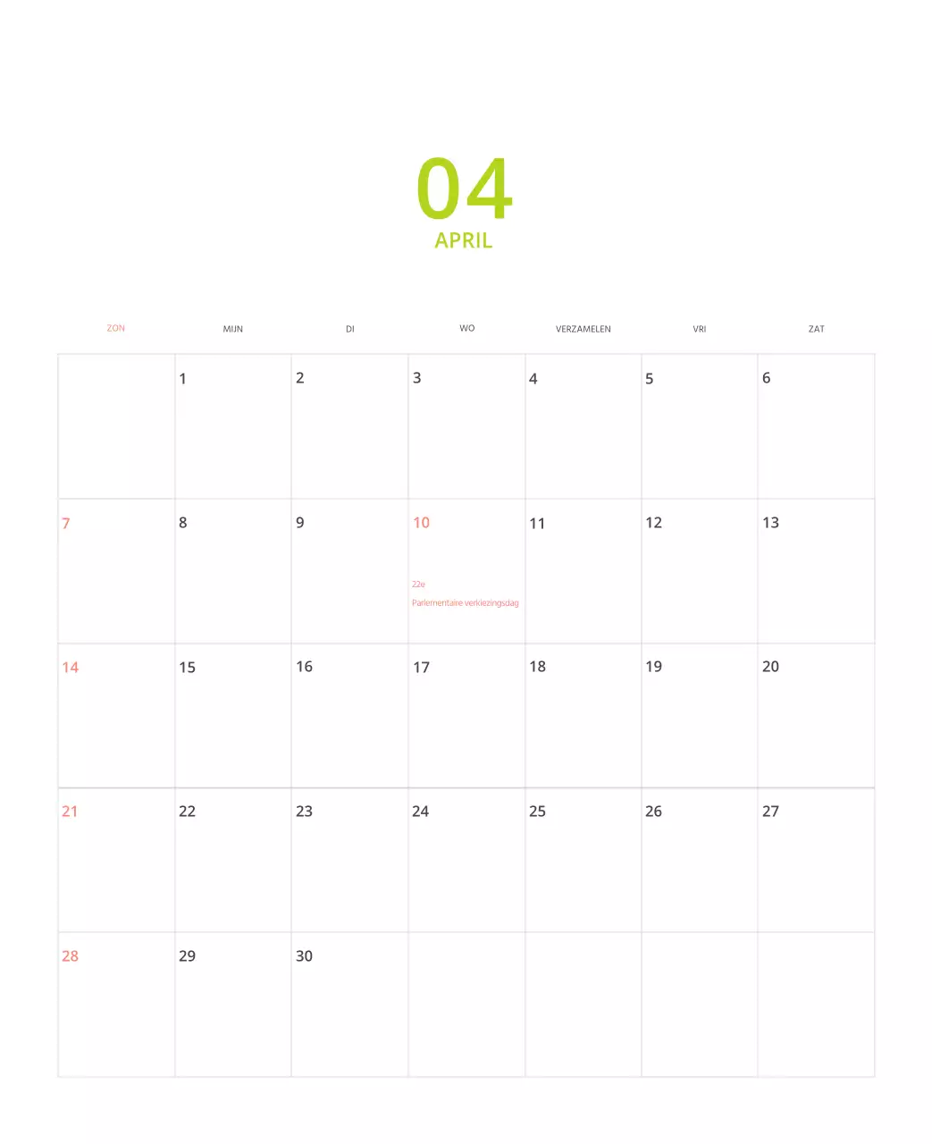 Veelkleurige geïllustreerde kalender