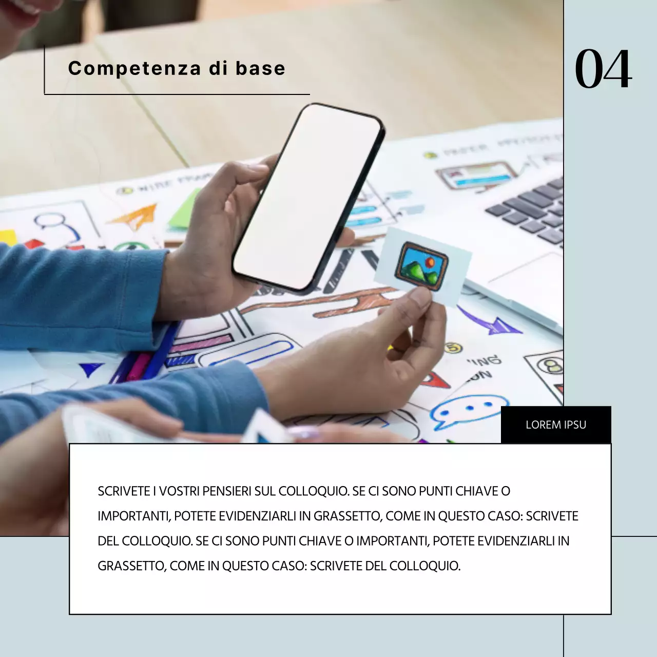 Un semplice post di colloquio aziendale in azzurro