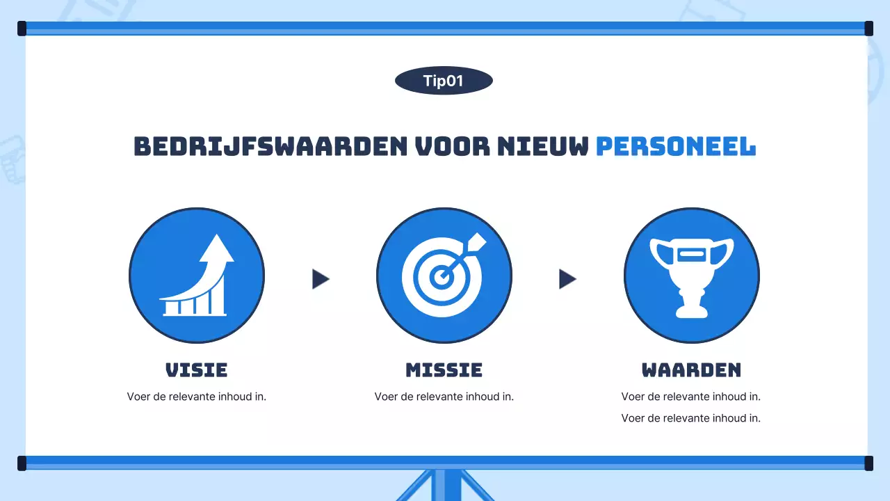 Trendy opleidingsmateriaal voor nieuwe werknemers met een lichtblauwe achtergrond