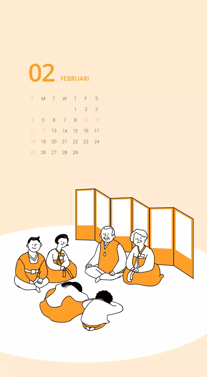 Veelkleurige geïllustreerde kalender