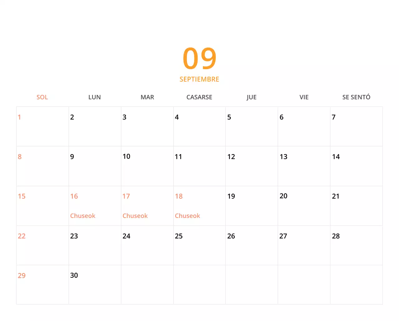 Bonito calendario de sobremesa ilustrado de temática familiar en color verde
