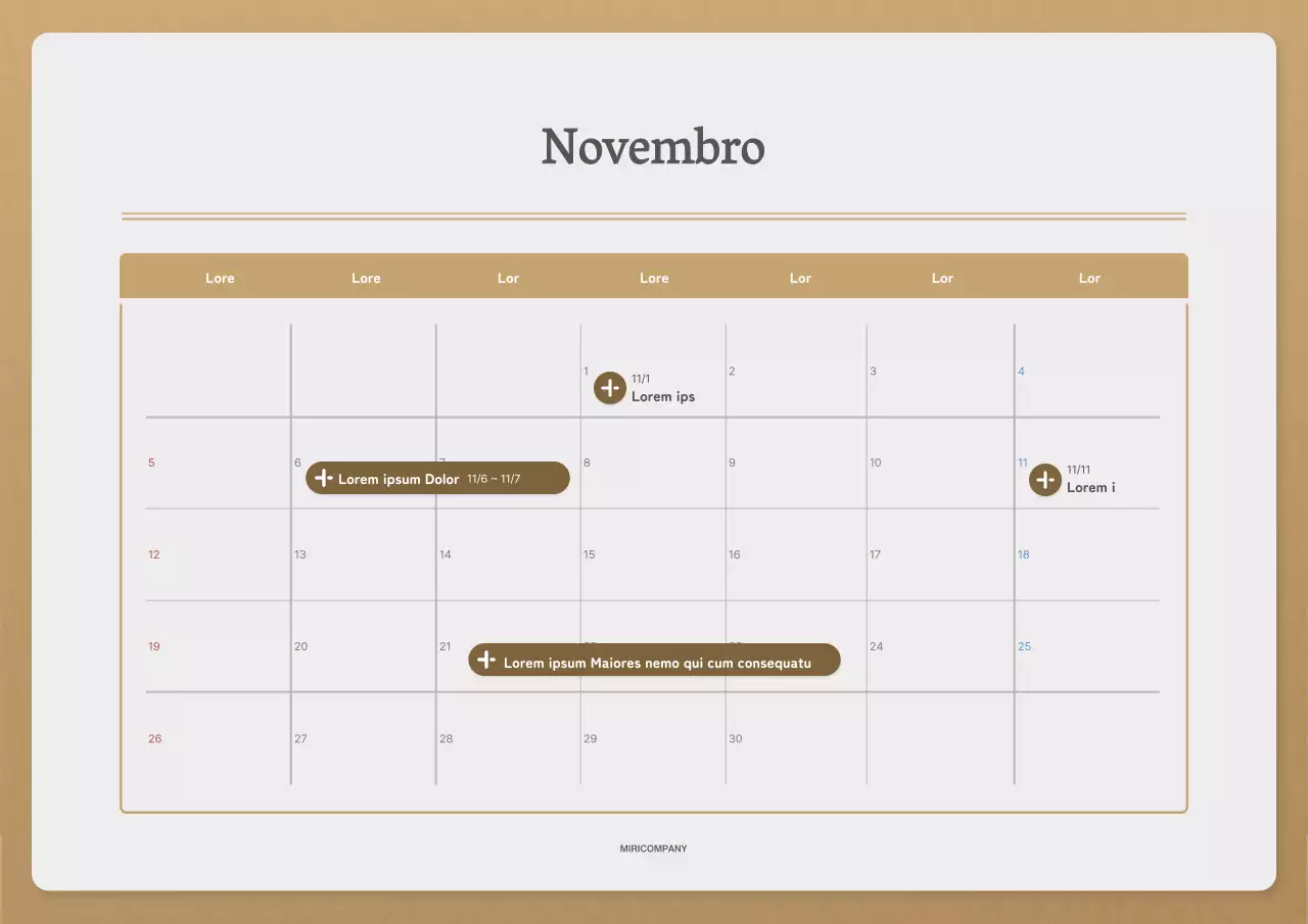Um calendário básico em castanho e bege