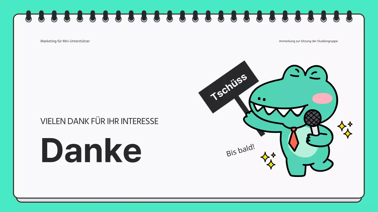 Minimalistische Präsentation eines Studientreffens in Minze und Schwarz