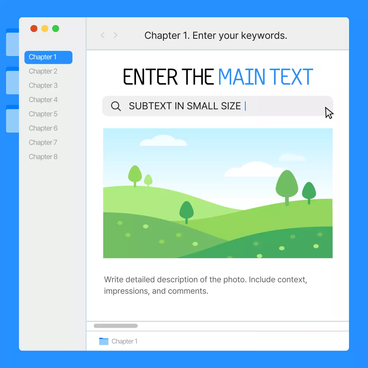 Simple monitor UI report with blue and orange color scheme