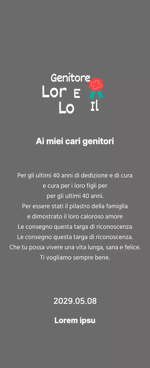 Calligrafia per la festa della mamma con illustrazione di garofano rosso