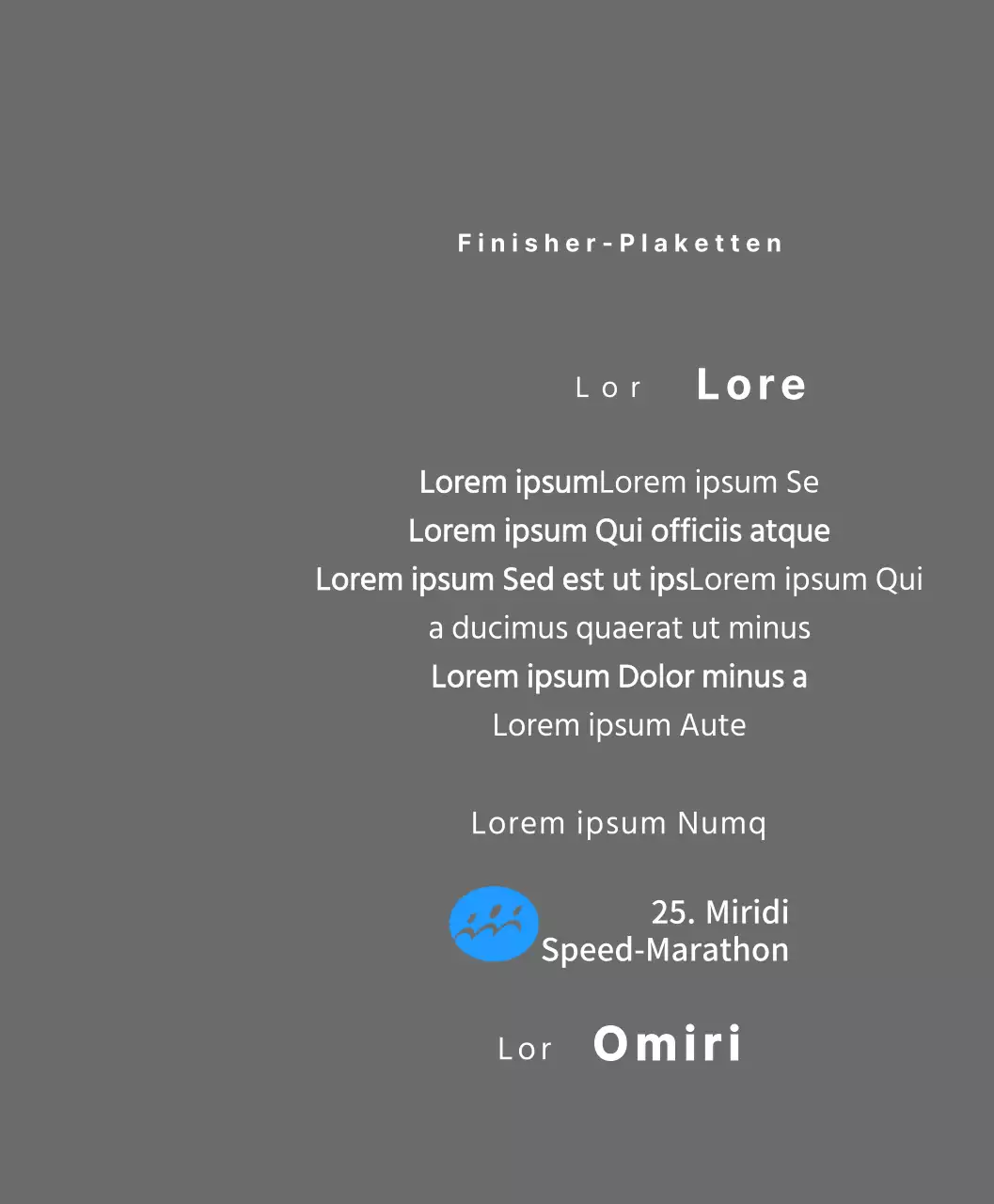 Marathon-Konzept Finisher-Plakette mit einfachem Logo