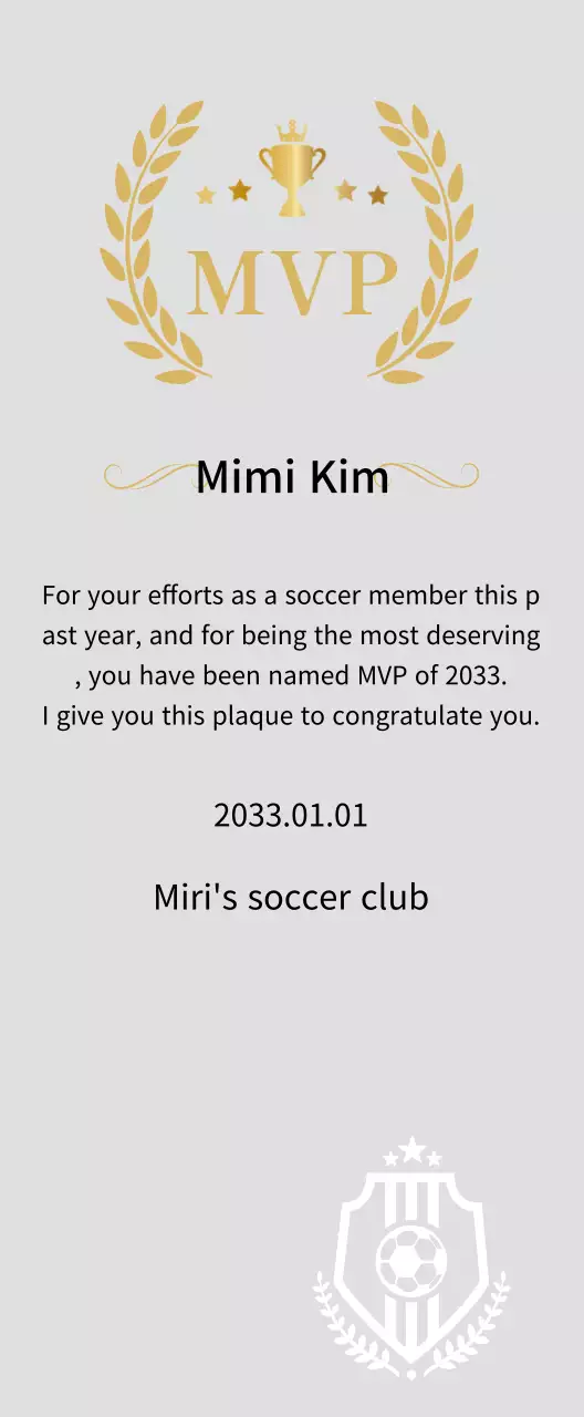 Luxurious championship plaque with golden laurels and trophies