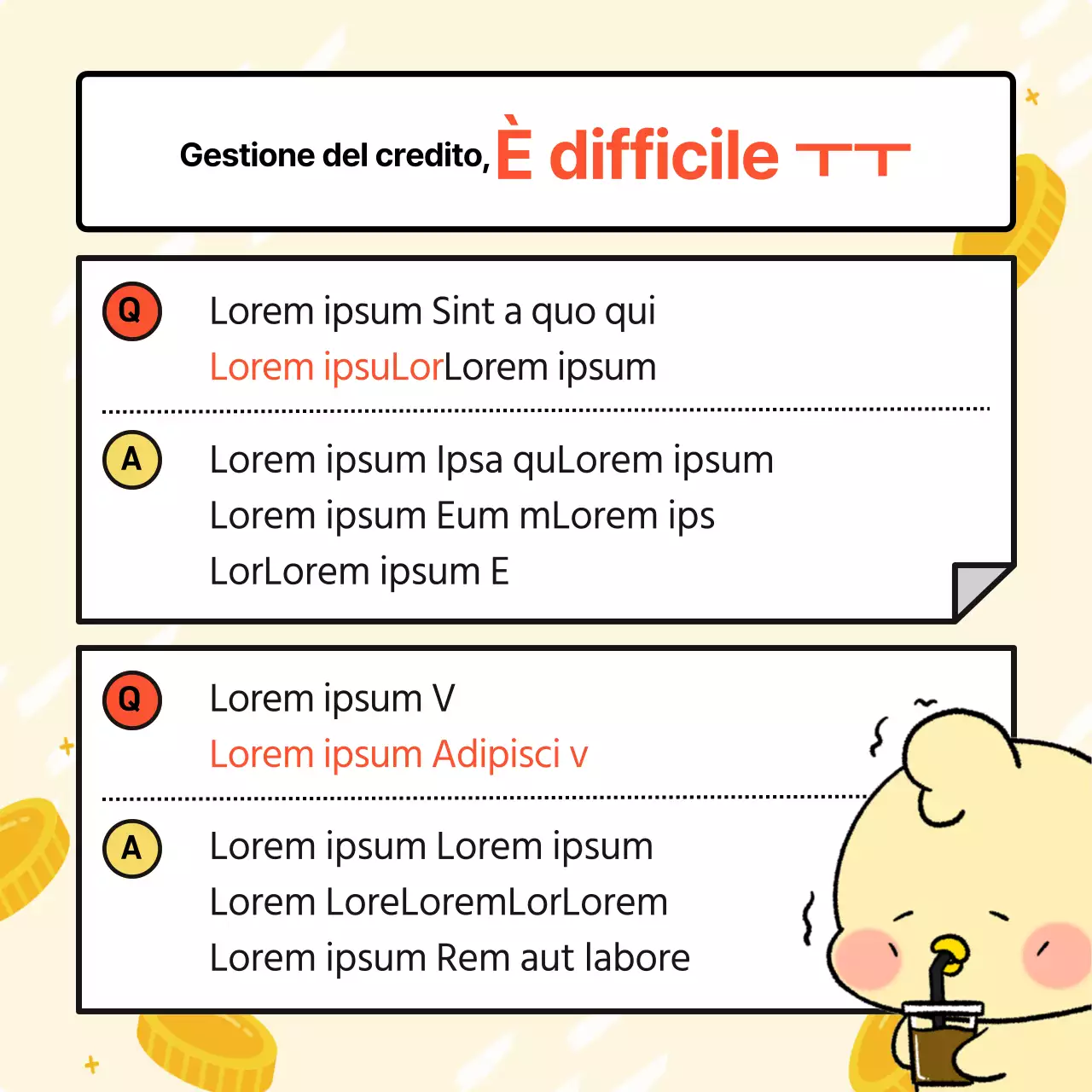 Pubblicità di carte di credito minimaliste gialle e rosse per gli acquirenti alle prime armi