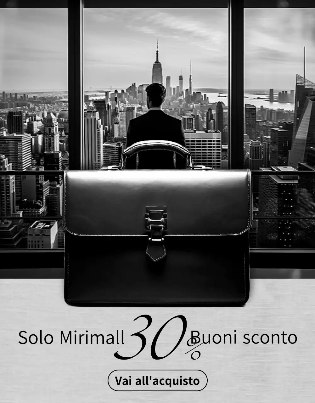 Pubblicità di borse minimaliste in bianco e nero