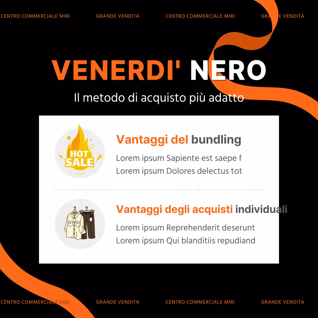 Annunci trendy del Black Friday in nero e rosso