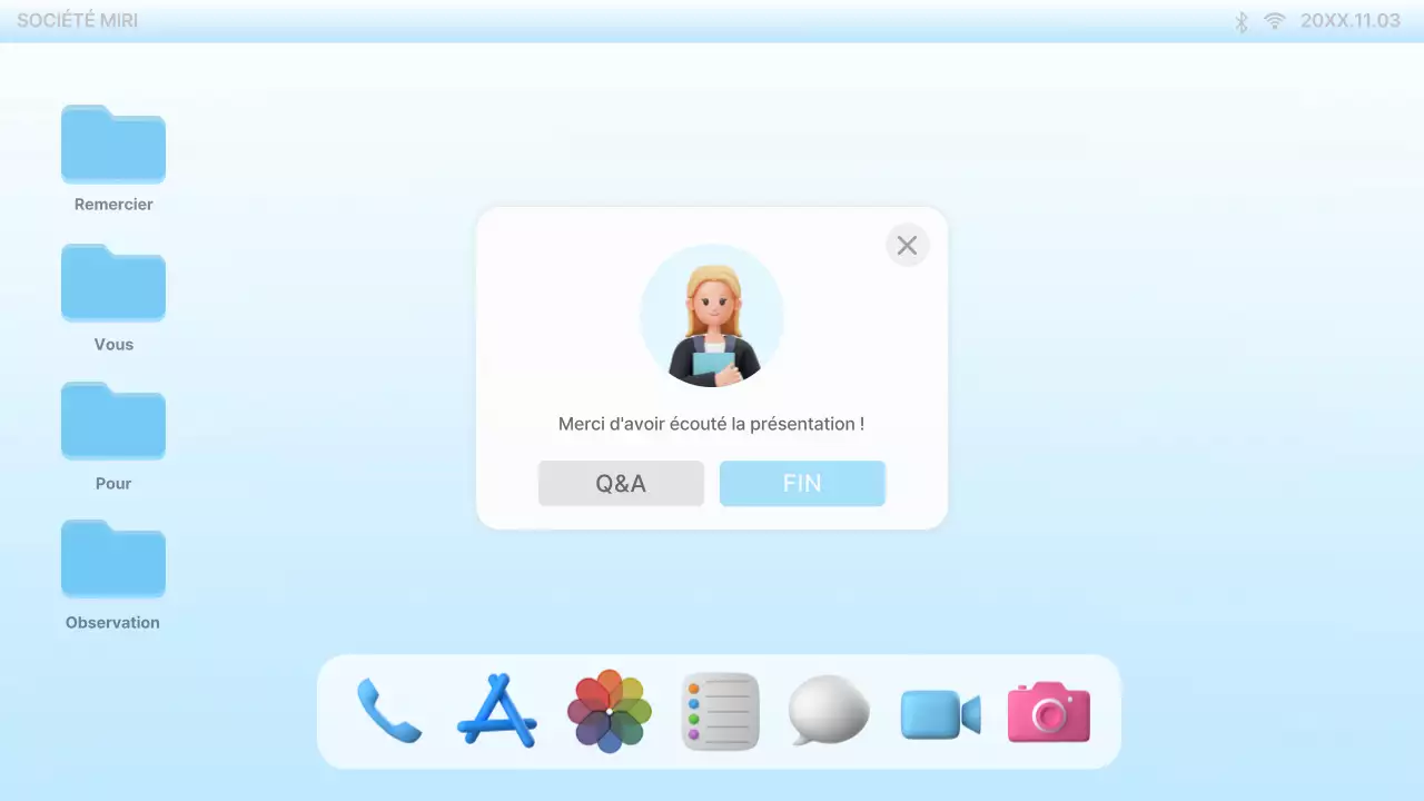 Présentation de l'interface utilisateur du bureau de PC bleu clair à la mode