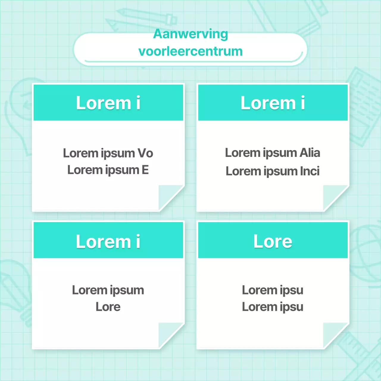 Moderne, basisaankondigingen voor levenslang leren in mint en wit