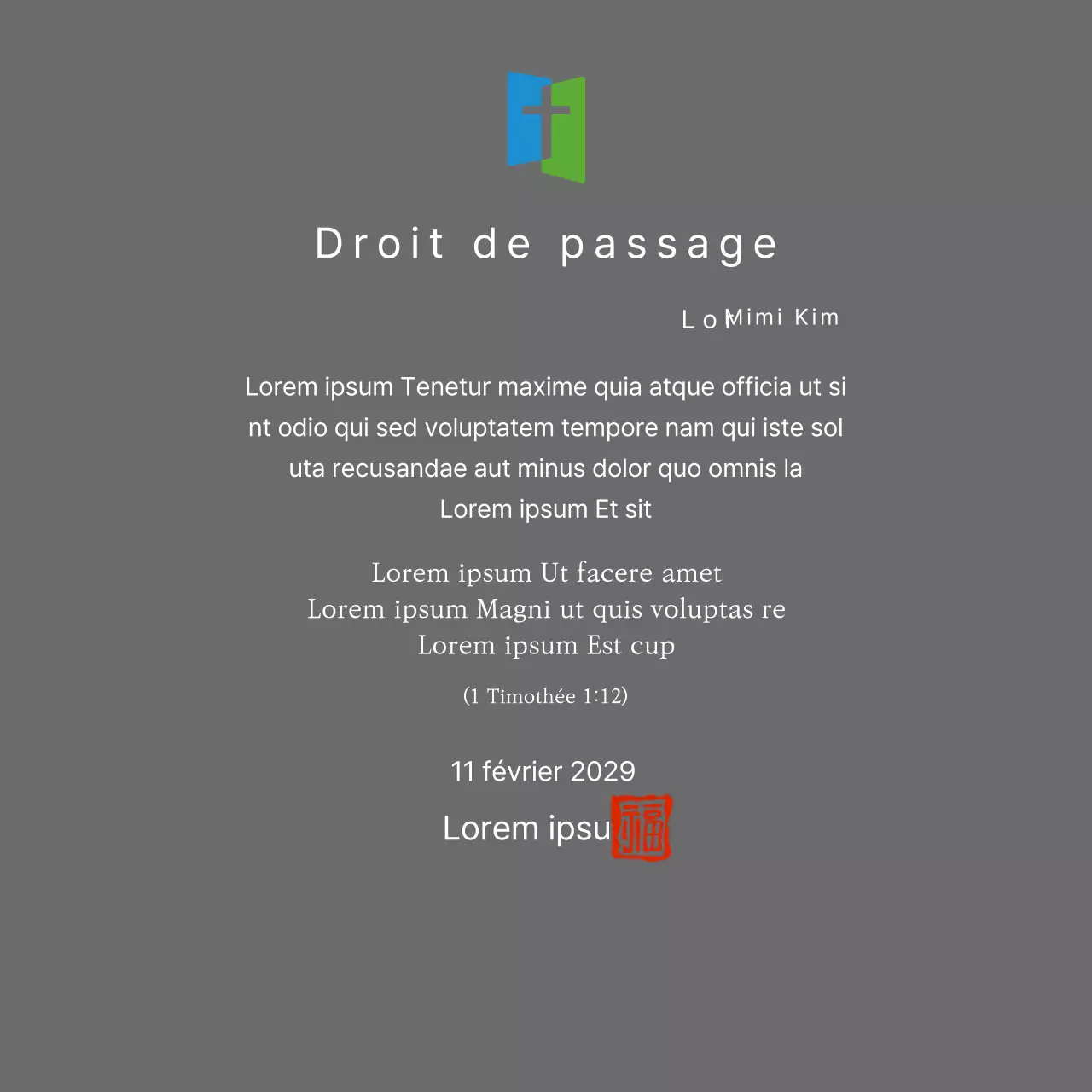 Plaque avec logo de l'église