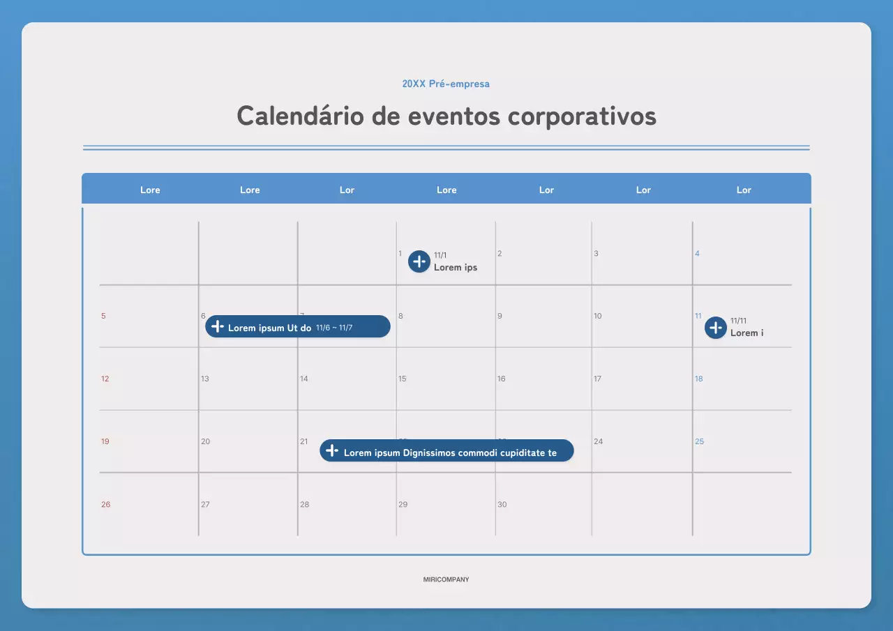 Um calendário azul básico e azul marinho