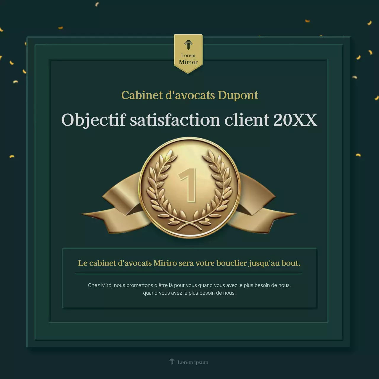 Profil simple d'un cabinet juridique en vert et jaune