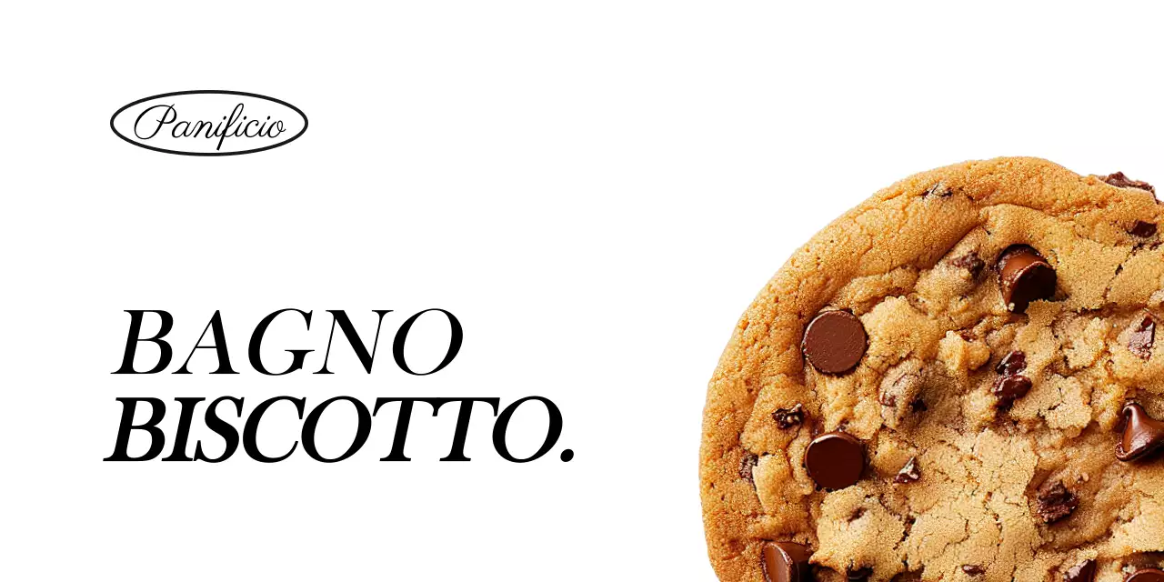 Intestazione dell'imballaggio con l'immagine di un biscotto su sfondo bianco