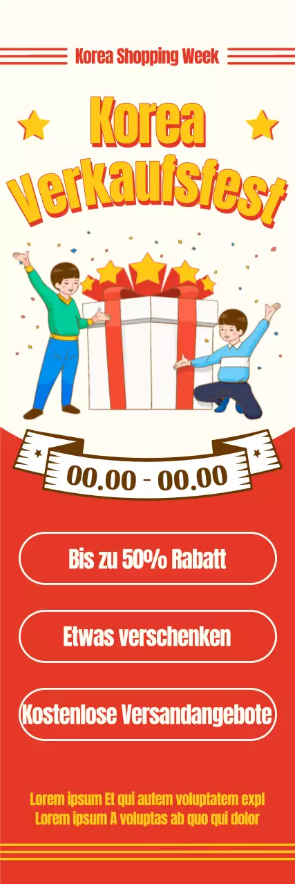 Korea Sale Festa Shopping-Schnäppchen mit Retro-Illustrationen und Schriftlayouts
