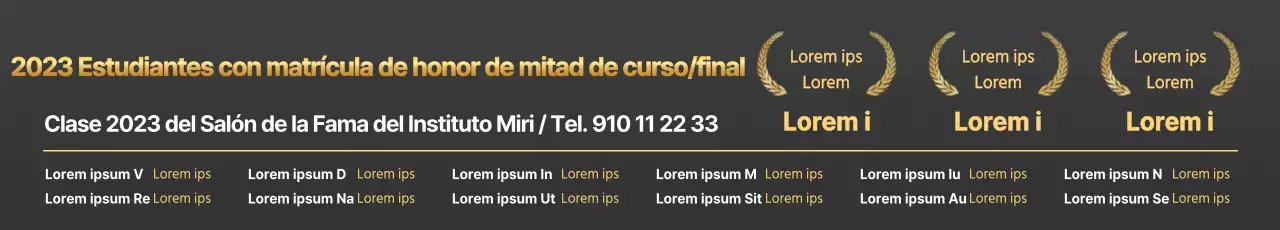 Promocione a los triunfadores con detalles dorados sobre un fondo gris oscuro