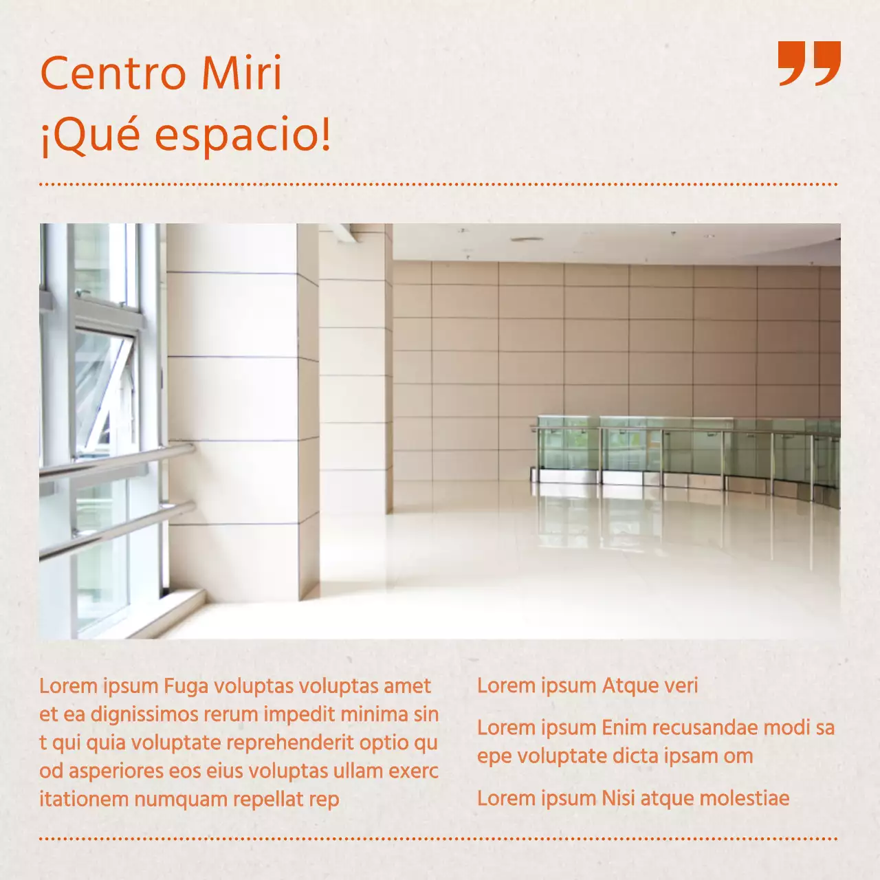 Promover una información central moderna en naranja y beige