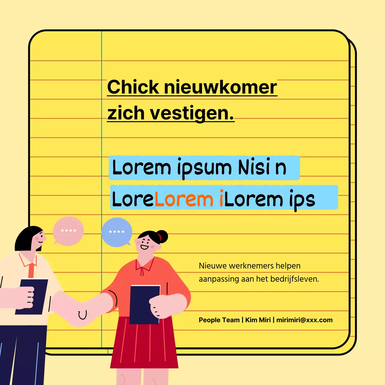 Basic en trendy new hire company life tips in geel en lichtblauw Trainingsmateriaal