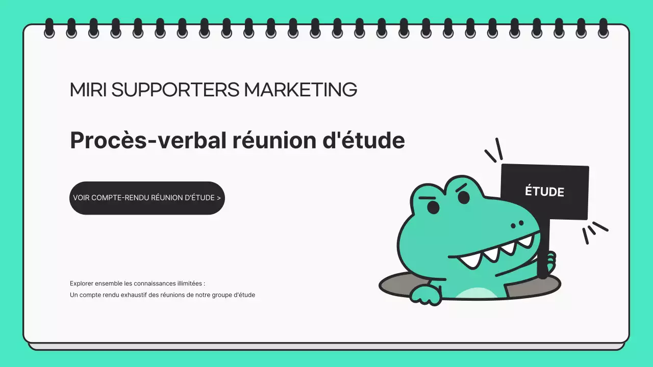 Présentation minimaliste d'une réunion d'étude en menthe et noir