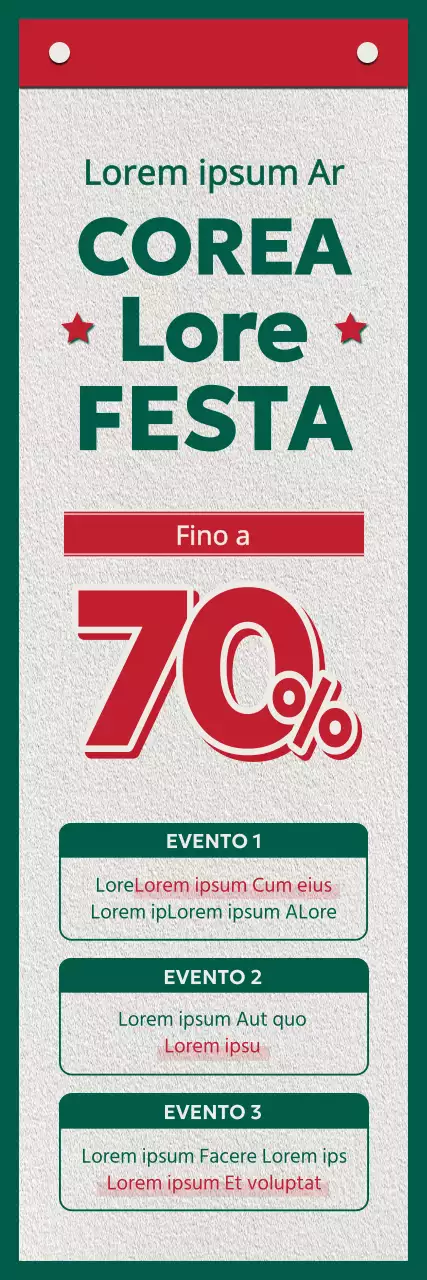 Una guida alla Korea Sale Festa, con il suo schema di colori retro rosso e verde