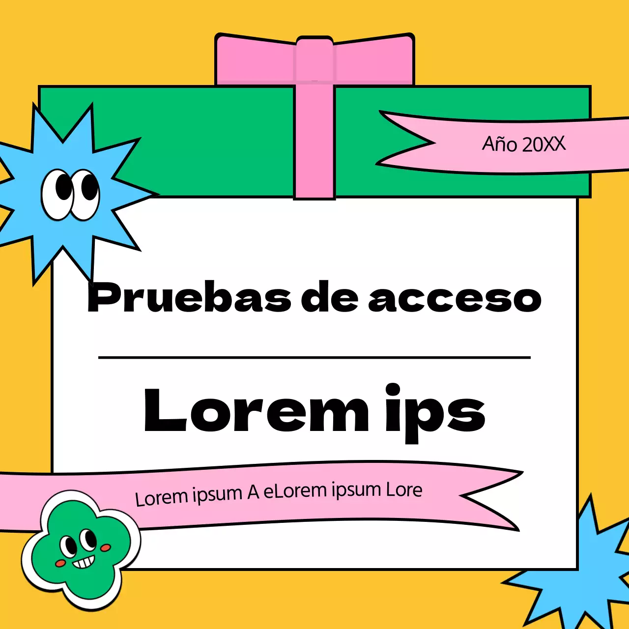 Sugerencias de regalos para la selectividad en estilo pop art en amarillo y verde