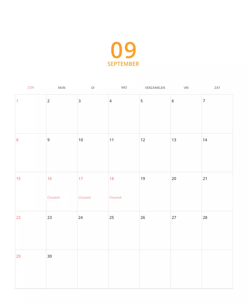 Veelkleurige geïllustreerde kalender