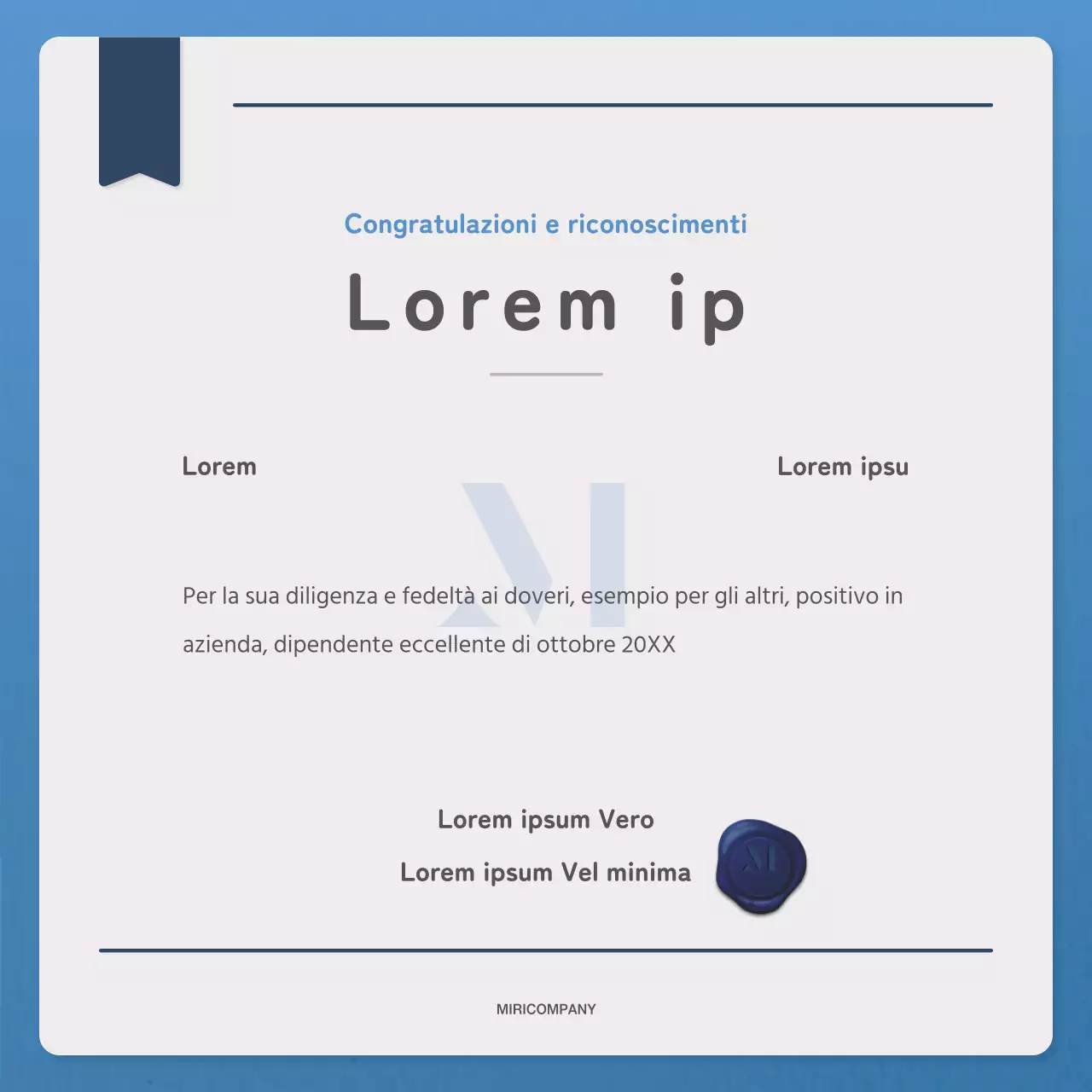 Una lettera semplice in blu e navy per la newsletter