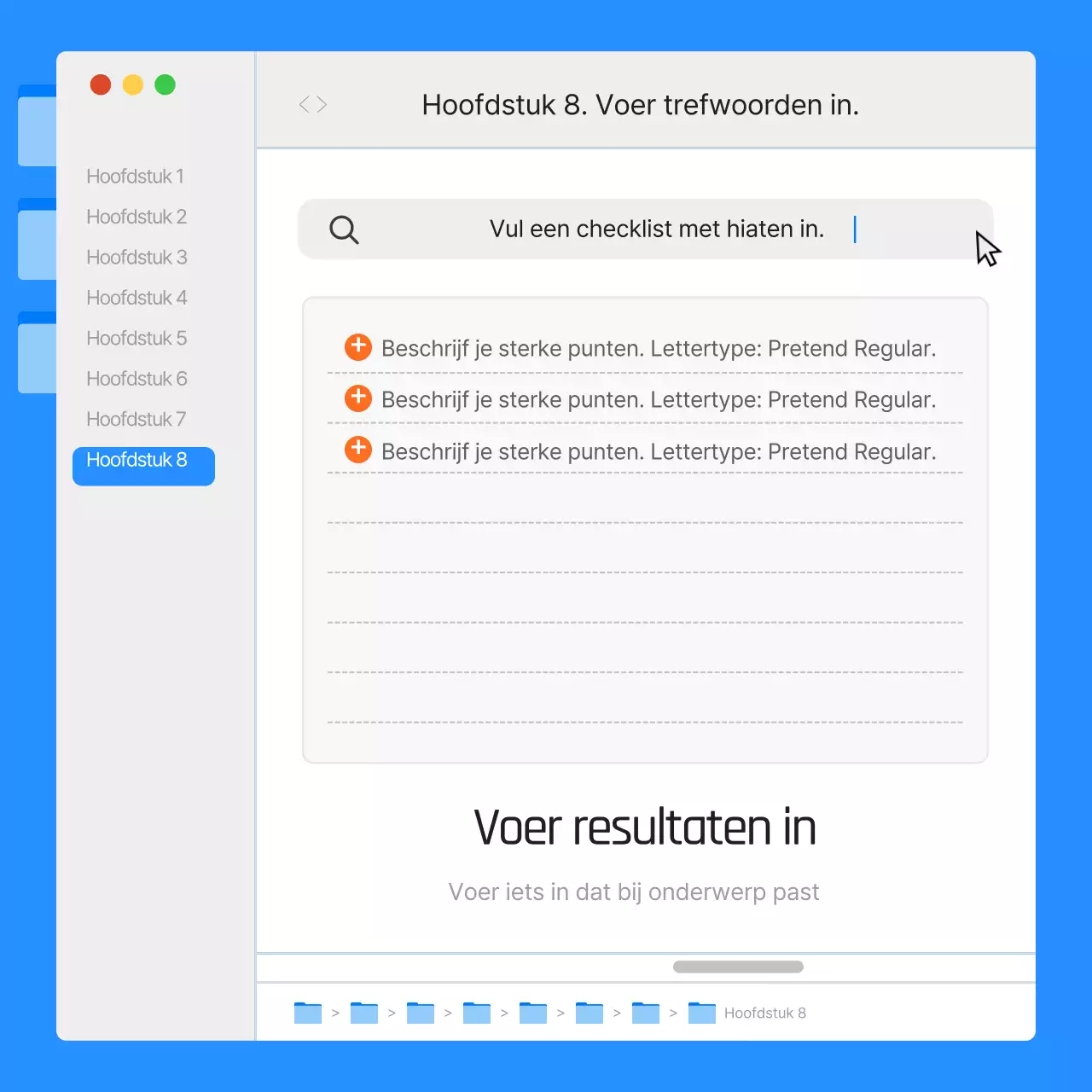 Eenvoudige monitor UI rapporten in blauw en oranje