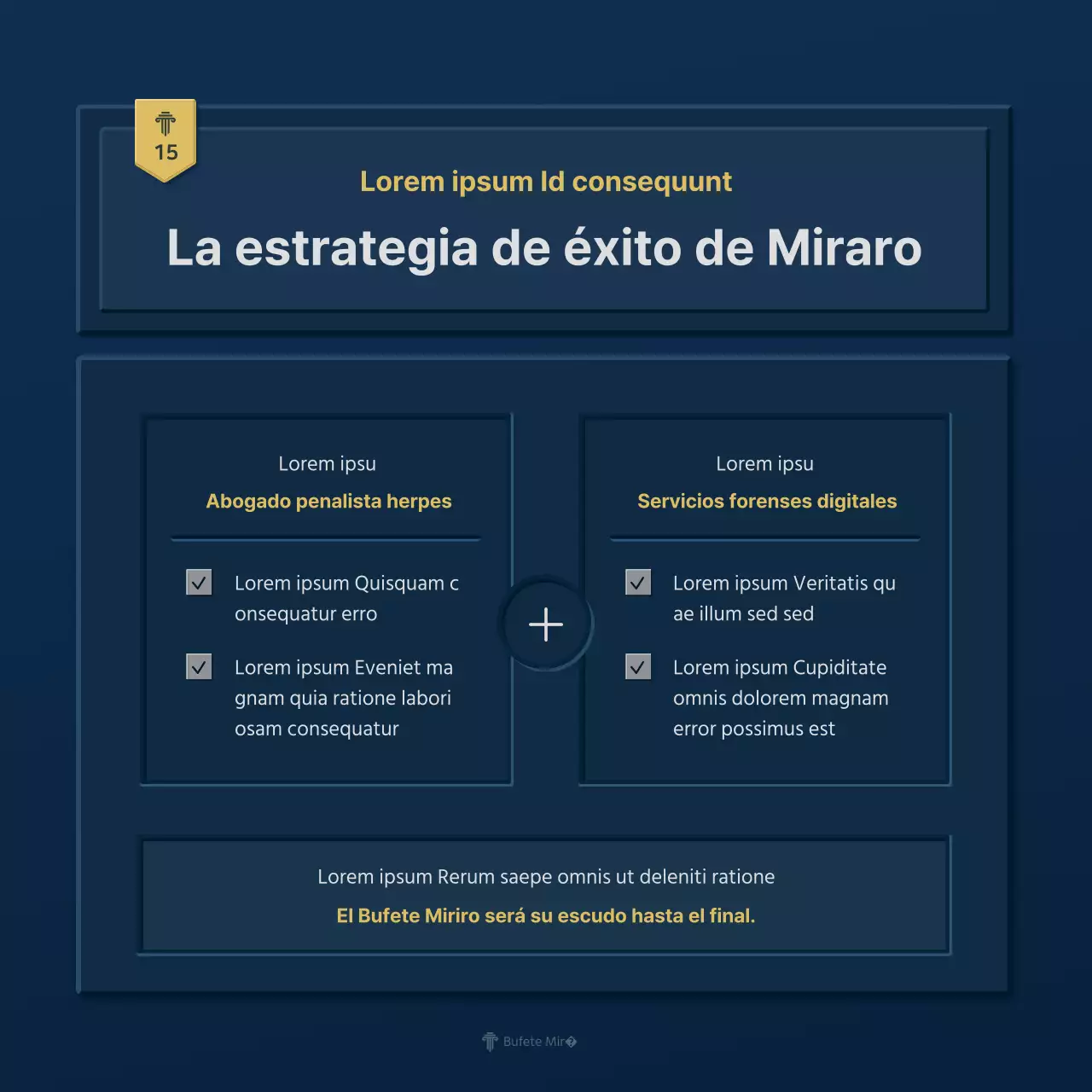 Un sencillo perfil de empresa de bufete de abogados en azul y amarillo