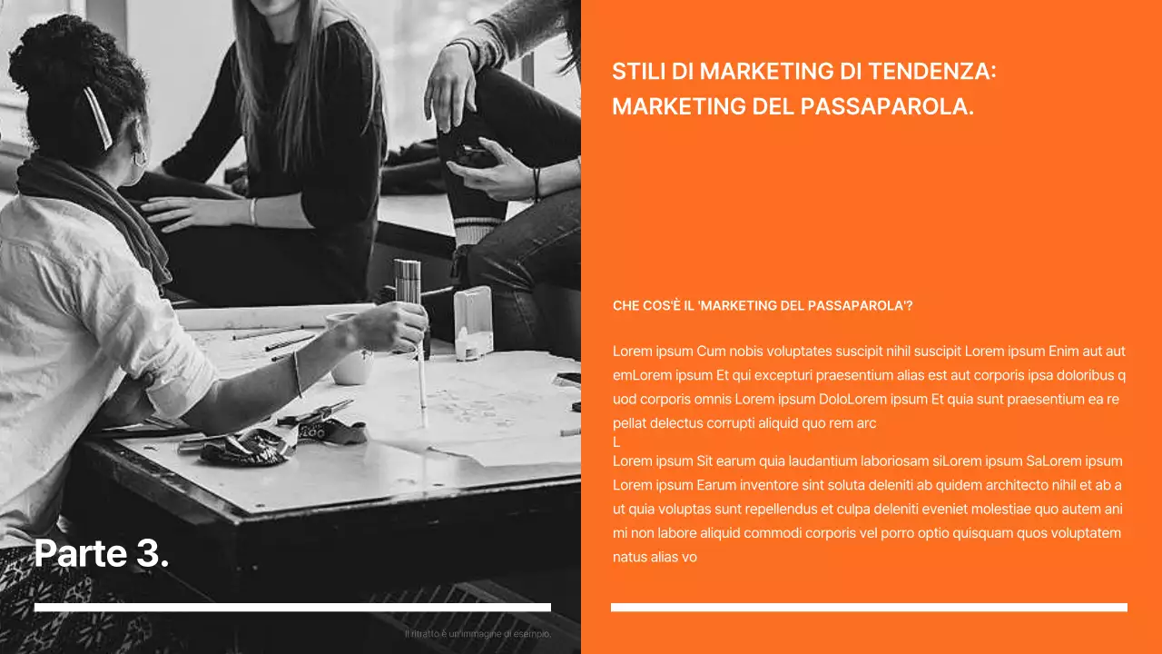 Rapporto sulle tendenze del marketing moderno in arancione
