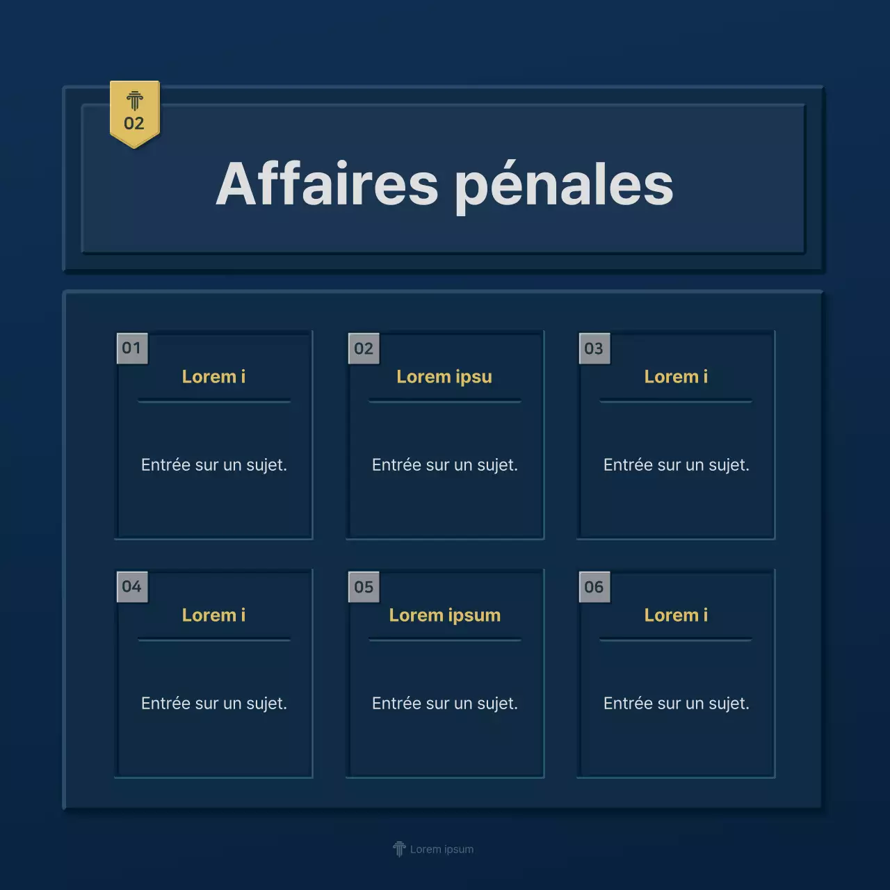 Un simple profil d'entreprise de cabinet d'avocats bleu et jaune