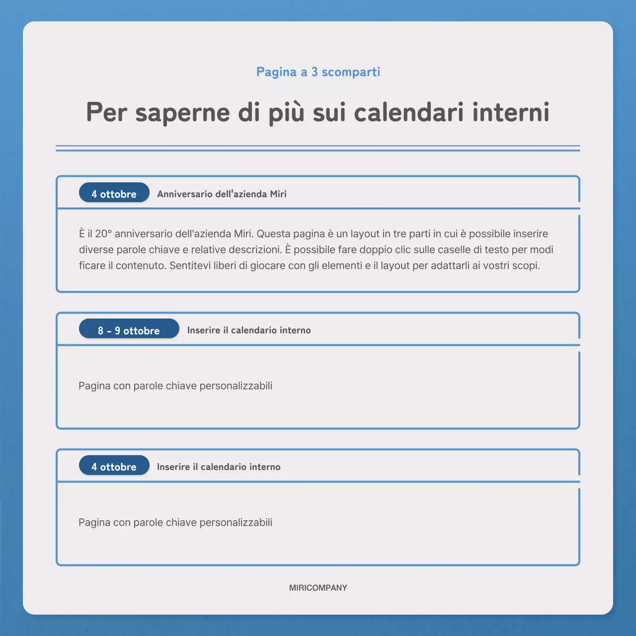 Una lettera semplice in blu e navy per la newsletter