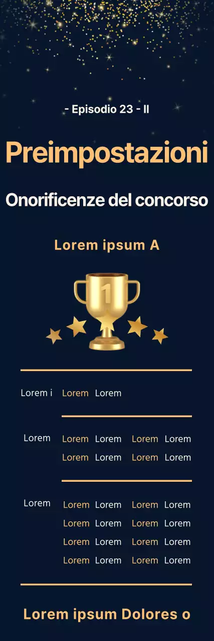 Promuovere la partecipazione a un concorso con un trotto dorato su sfondo blu navy