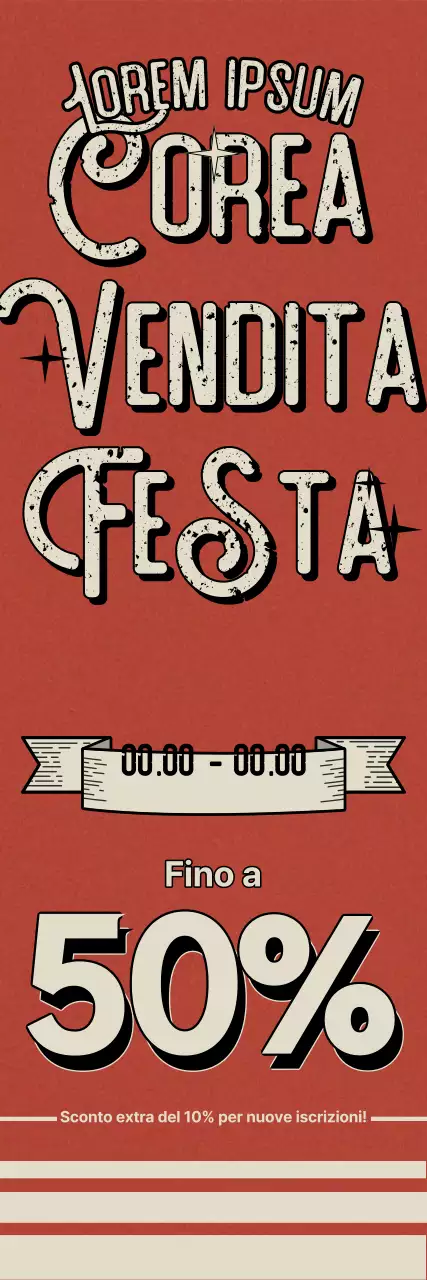 Korea Sale Festa, evento di sconti per lo shopping con uno sfondo arancione di ispirazione vintage e un layout di font retrò