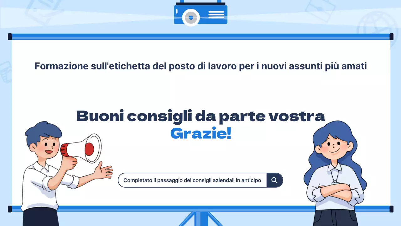 Materiale di formazione per neoassunti di tendenza con sfondo blu chiaro