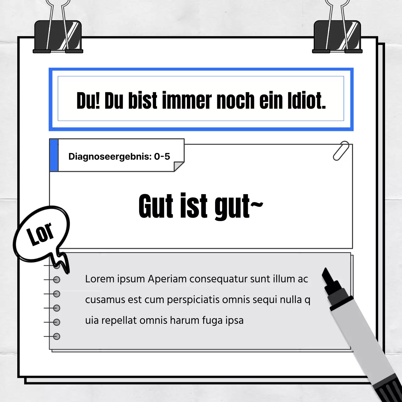 Ein einfacher, blau-weißer, alberner Diagnosetest