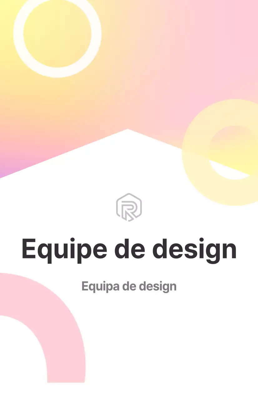Um cartaz de apresentação do departamento da equipa de design limpo, branco e codificado por cores
