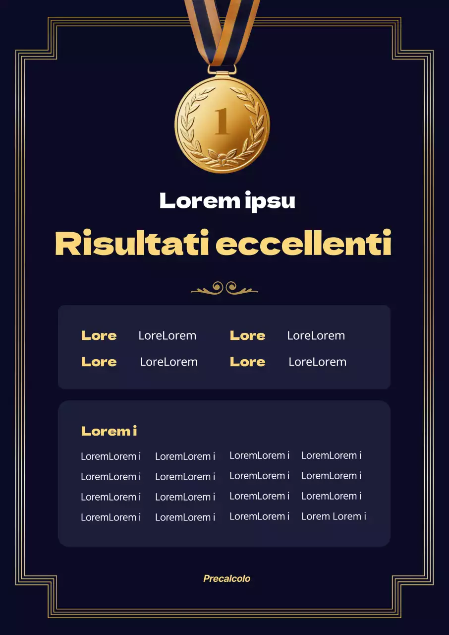 Promuovete una scuola accademica di classe con l'immagine di una medaglia d'oro con punti d'oro su uno sfondo blu.