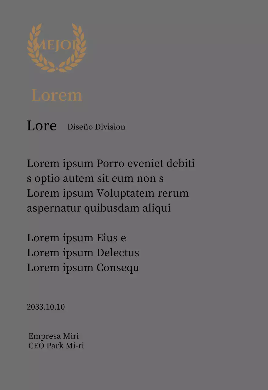 Lujosa placa de agradecimiento con laureles y sello dorados