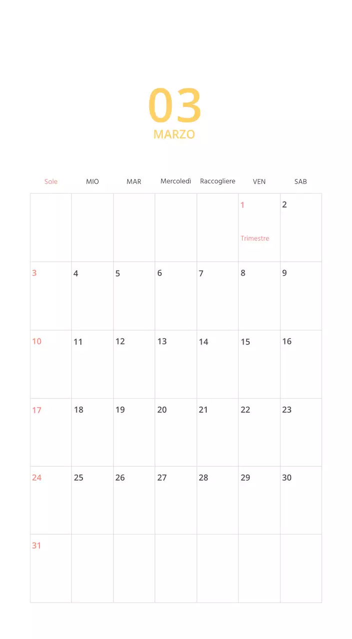 Calendario illustrato multicolore