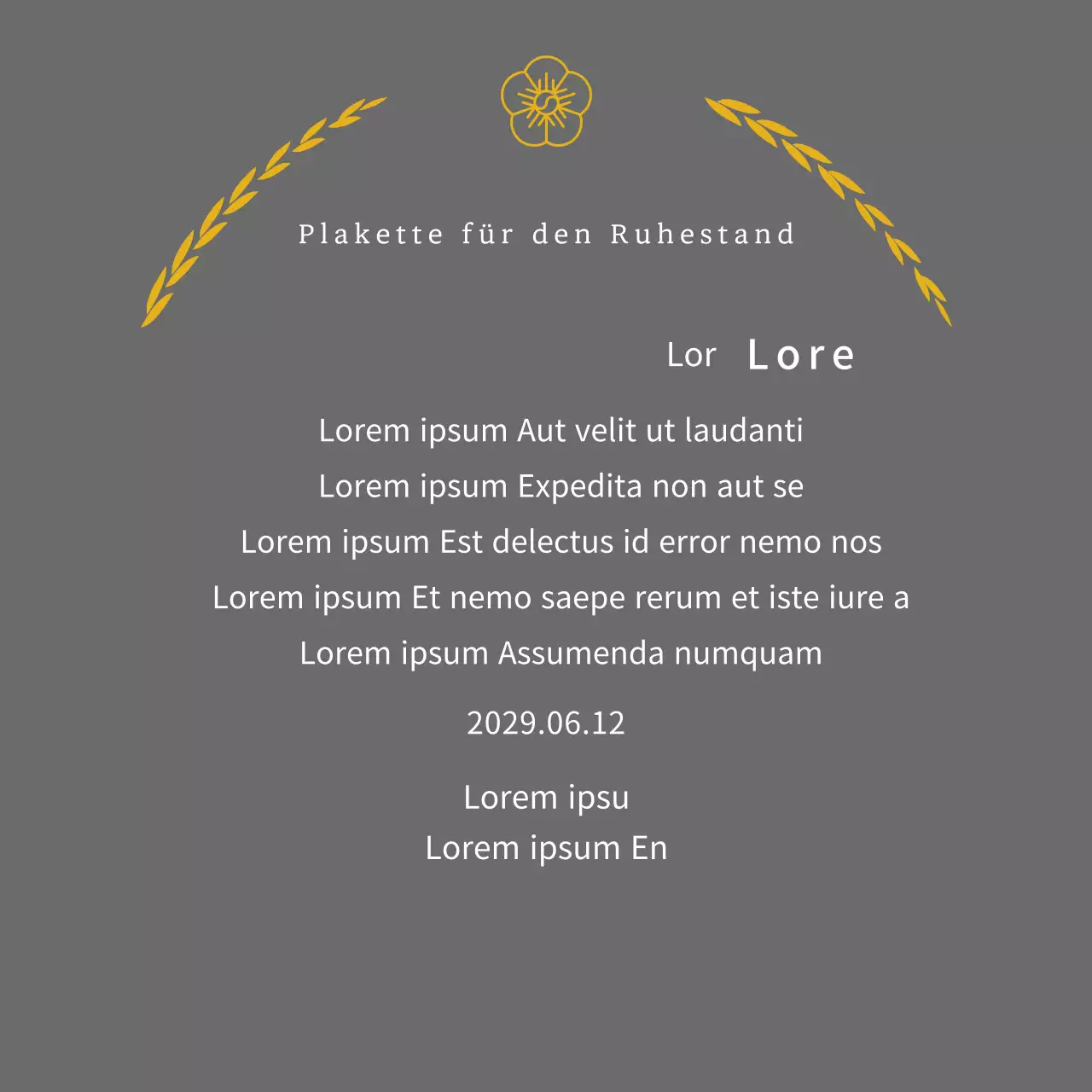 Listing-Konzept Wertschätzung Plakette mit Lorbeerblättern und Linie Blumen