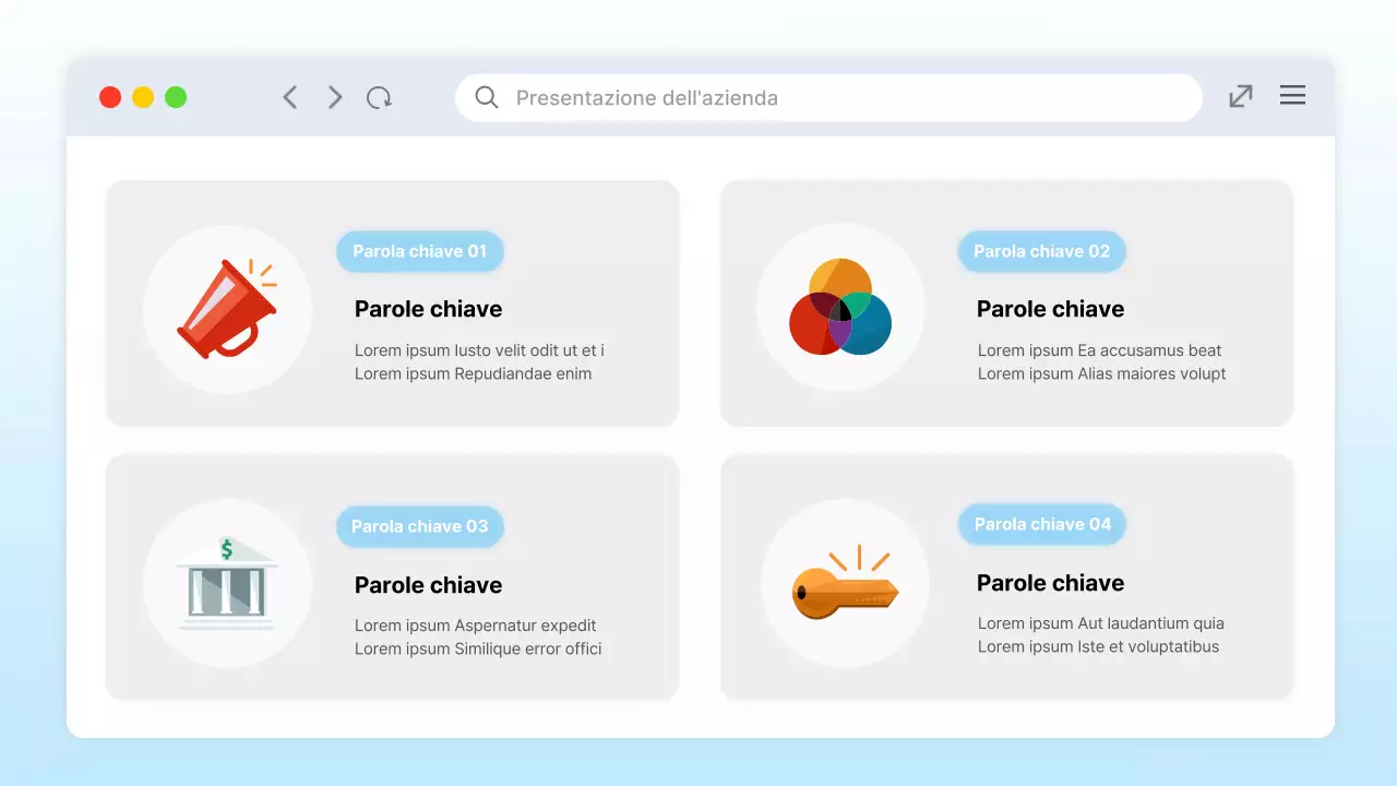 Presentazione dell'interfaccia utente del PC di tendenza di colore azzurro