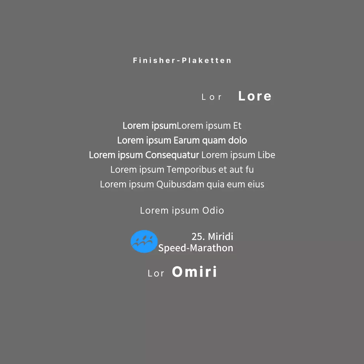 Marathon-Konzept Finisher-Plakette mit einfachem Logo