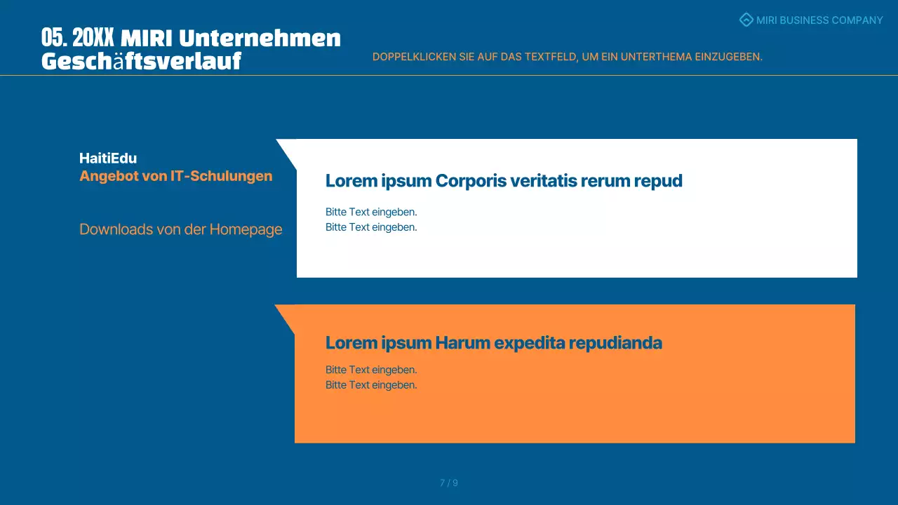 Eine einfache blau-orangefarbene Scorecard