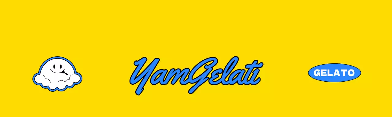 Yellow and blue gelato branded merchandise header tag