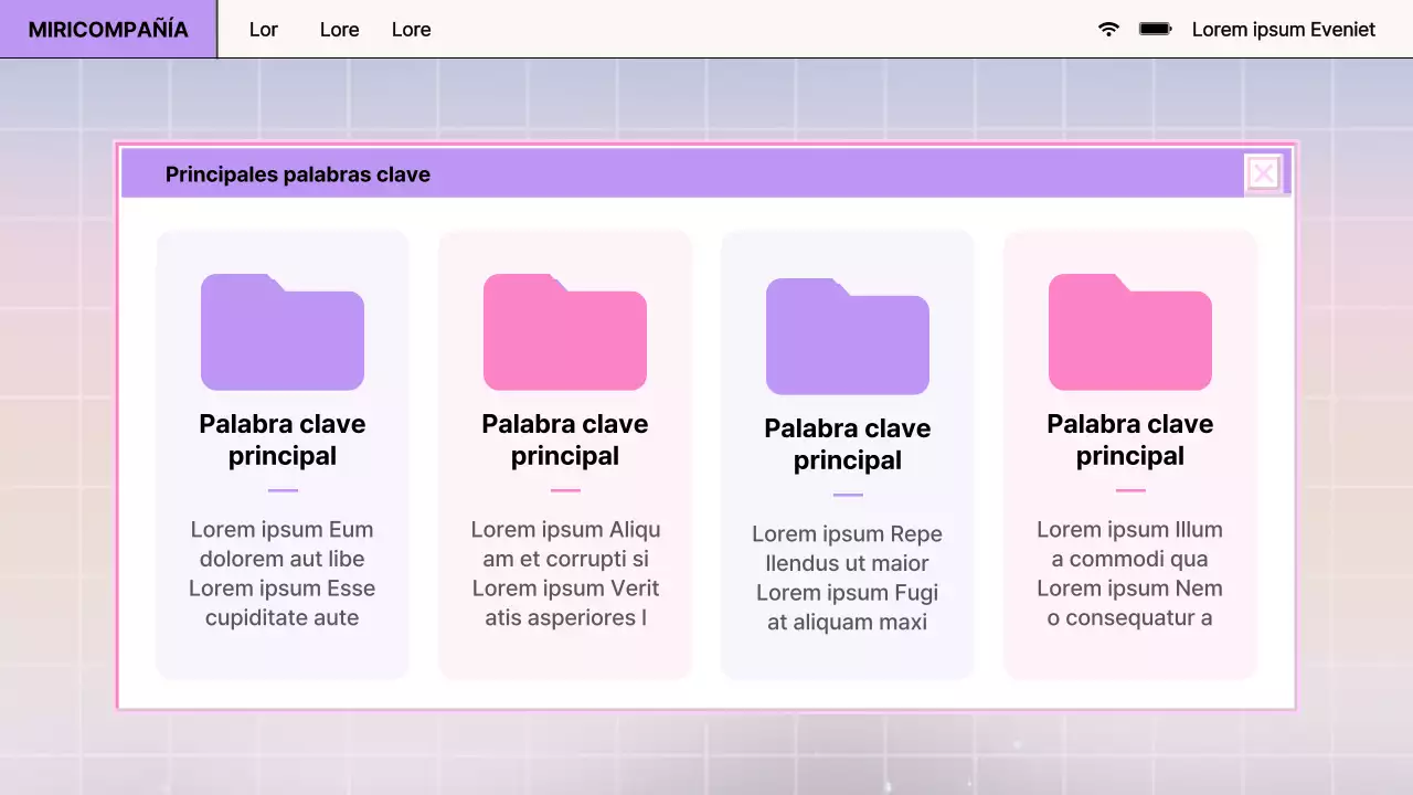Informe de diseño de navegador retro en morado y rosa