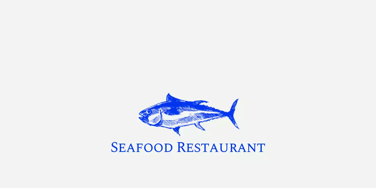 Blue seafood restaurant merchandise header tag